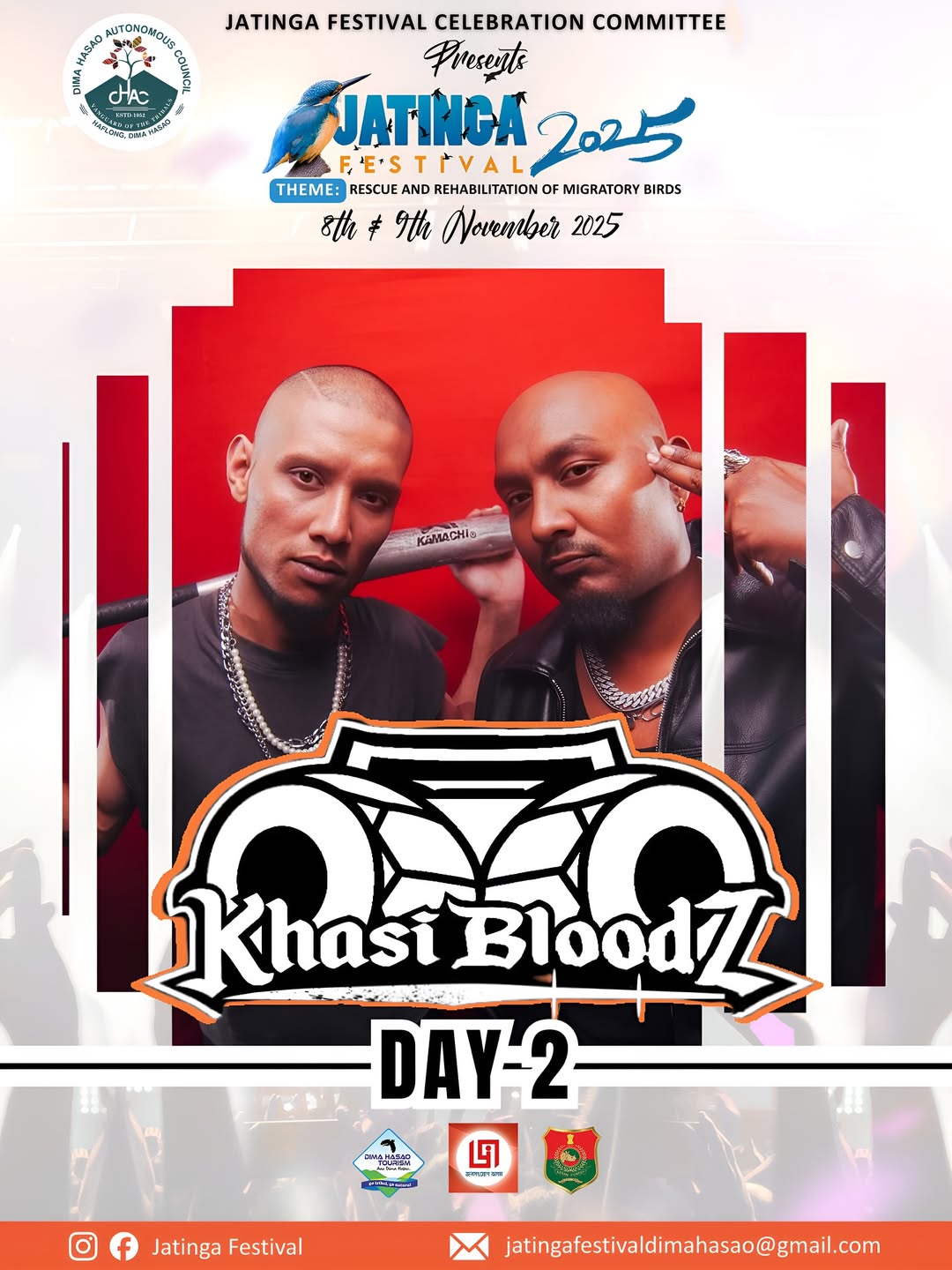 Khasi Bloodz performing at the Jatinga Bird Festival 2025, bringing electrifying beats to Assam.